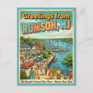 Salutations de Rumson NJ Carte Postale Rétro
