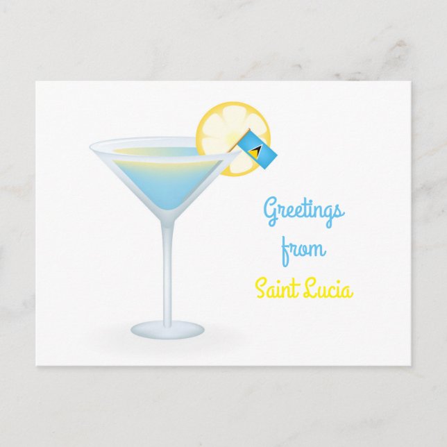 Salutations de Saint Lucia Cocktail Carte de vacan (Devant)