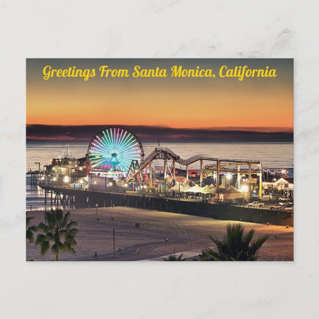 Salutations de Santa Monica, Californie Carte post (Devant)