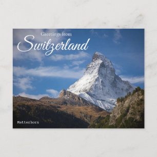 Salutations de Suisse Carte postale du Matterhorn