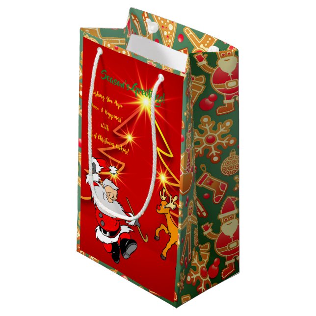 Salutations de vacances - Père Noël Petit sac cade (Devant Angle)