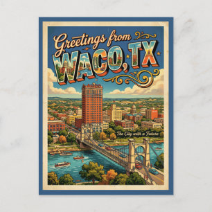 Salutations de Waco Texas Carte Postale de Style V
