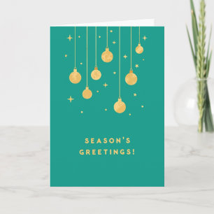 Salutations dorées sur la carte de Noël Turquoise