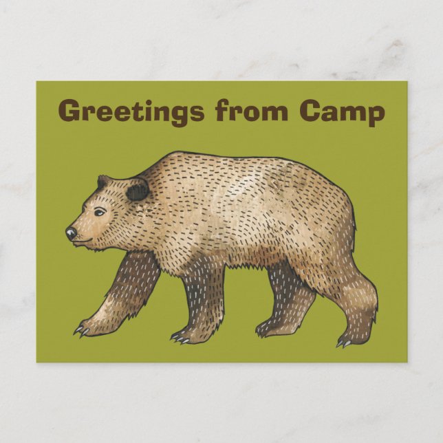 Salutations d'ours Brown de Camp Carte postale (Devant)
