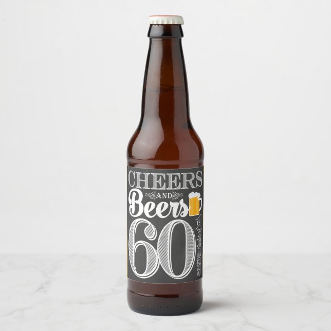 Salutations et bières à 60 ans Étiquette bouteille (Devant)