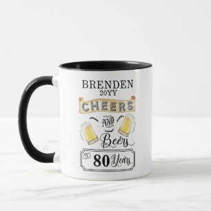 Salutations et bières à 80 Anniversaire Mug