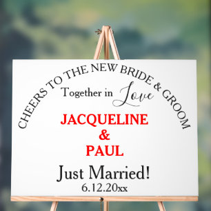 Salutations Mariée Groom Juste Marié Noms Rouges