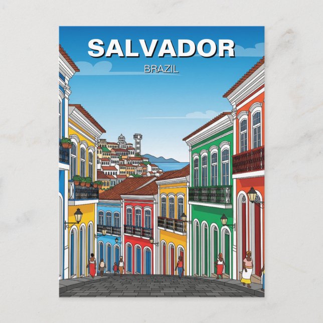 Salvador Brasilien Perlourinho Travel Postkarte (Vorderseite)