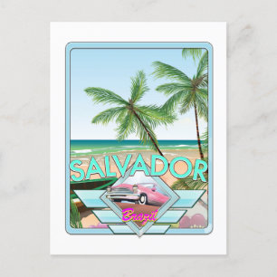 Salvador Brasilien Vintage Reiseposter. Postkarte