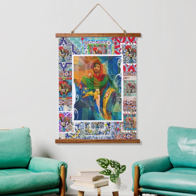 Salvador Cristo Wandteppich Mit Holzrahmen (Wohnzimmer)