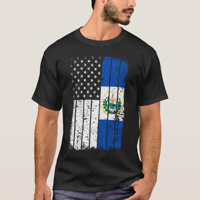 Salvadoran America Flag T - Shirt - El Salvador US (Vorderseite)