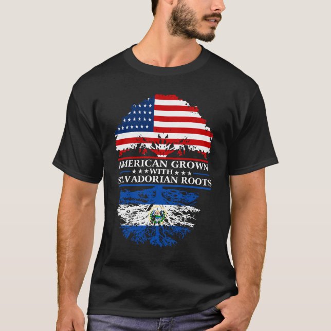 Salvadorian Roots American Grown US El Salvador Fl T-Shirt (Vorderseite)