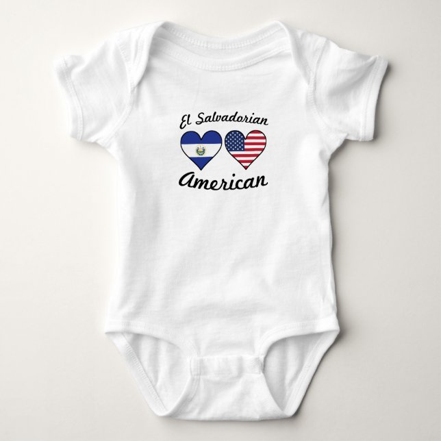 Salvadorianische Flagge-Herzen EL Baby Strampler (Vorderseite)