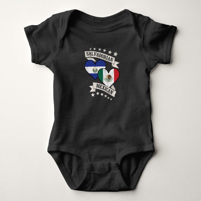 Salvadorianische mexikanische Herzfahnen El Salvad Baby Strampler (Vorderseite)