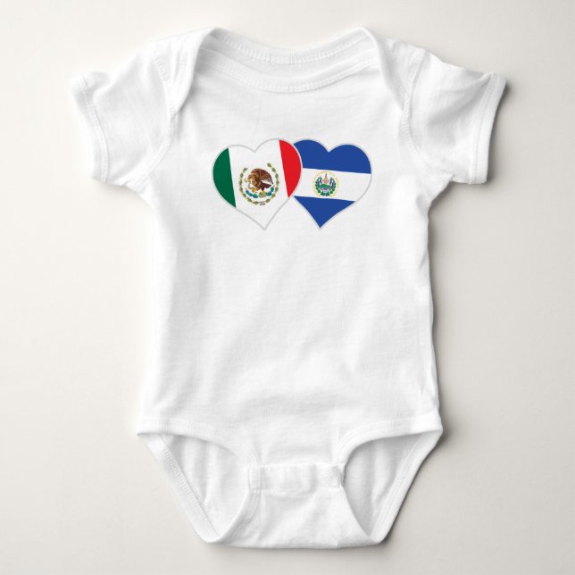 Salvadorianisches Flaggenherz Mexiko El Salvador Baby Strampler (Vorderseite)