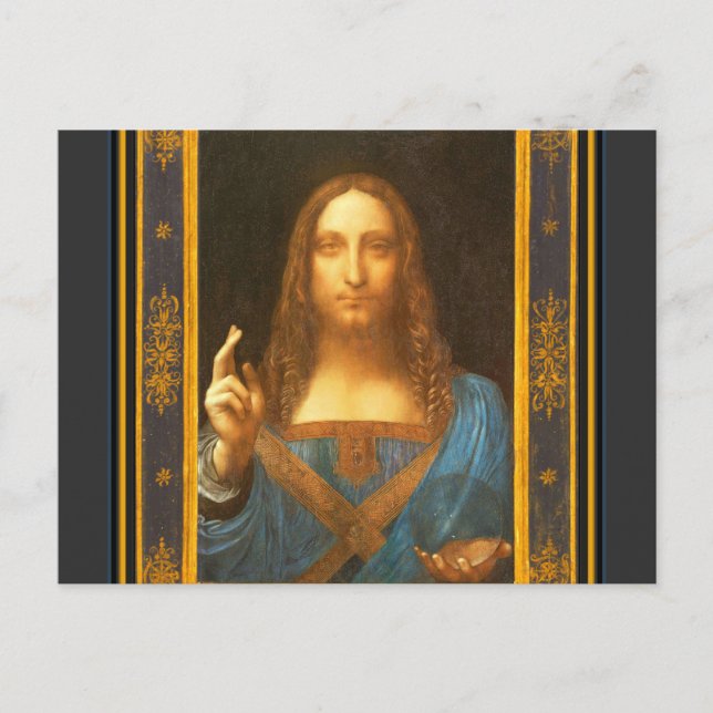 Salvator Mundi 1500 Leonardo da Vinci Kunst Postkarte (Vorderseite)