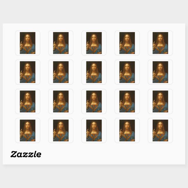 SALVATOR MUNDI FINE ART DRUCKEN QUADRATISCHER AUFKLEBER (Blatt)
