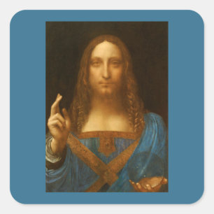 SALVATOR MUNDI FINE ART DRUCKEN QUADRATISCHER AUFKLEBER