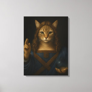 Salvator Mundi Katze Renaissance Parodie Kunst Leinwanddruck