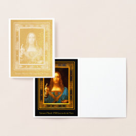 Salvator Mundi Leonardo Gold Foil Note Card Folienkarte