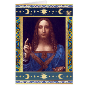 Salvator Mundi par Leonardo da Vinci Carte de Noël