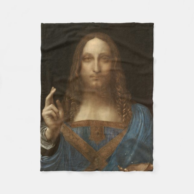Salvator Mundi (Retter der Welt) (da Vinci) Fleecedecke (Vorderseite)