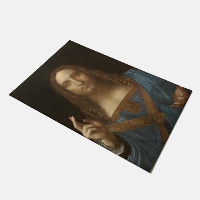Salvator Mundi (Retter der Welt) (da Vinci) Fußmatte (Schrägansicht)