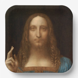 Salvator Mundi (Retter der Welt) (da Vinci) Pappteller