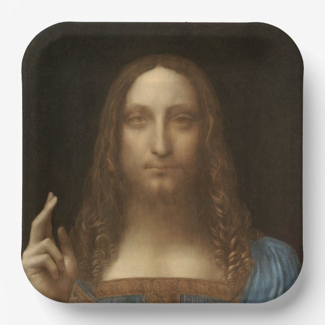Salvator Mundi (Retter der Welt) (da Vinci) Pappteller (Vorderseite)