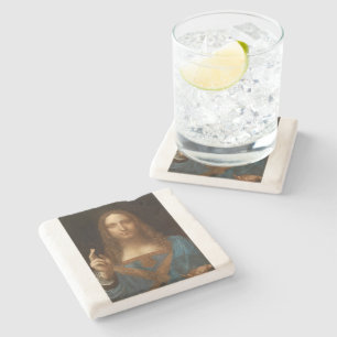 Salvator Mundi (Retter der Welt) (da Vinci) Steinuntersetzer