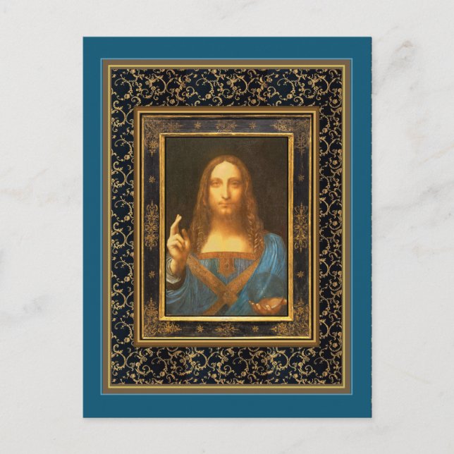 Salvator Mundi von Leonardo da Vinci um 1500 Postkarte (Vorderseite)