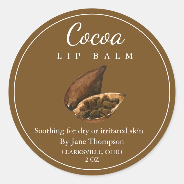 Salve de cacao / Étiquette de baume (Devant)