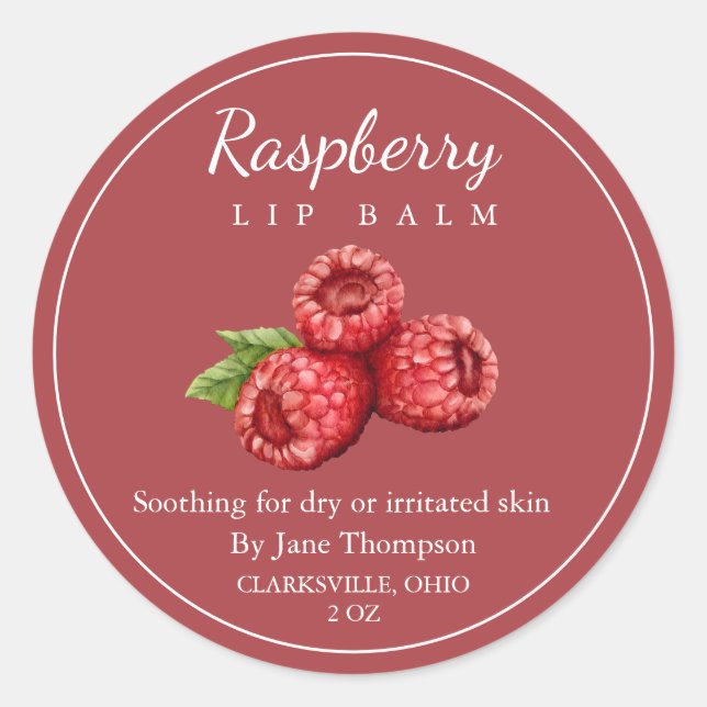 Salve de framboise / Étiquette de baume (Devant)