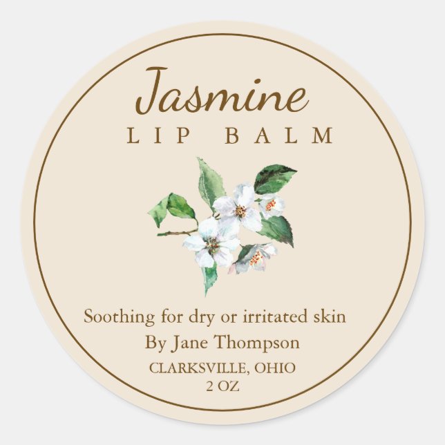 Salve de jasmin / Étiquette de baume (Devant)