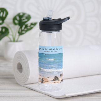 Salz der Erde Blauer Ozean Strand Bibelvers Trinkflasche