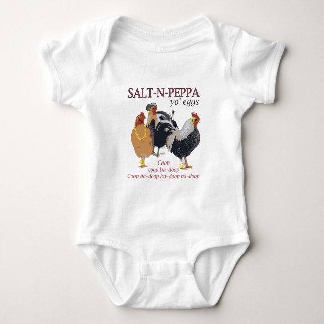 Salz-N-Pfeffer Hühnerstall Baby Strampler (Vorderseite)