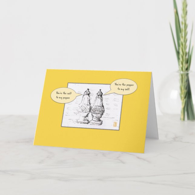 Salz & Pfeffer in gelber Koketter Romantik Karte (Vorderseite)