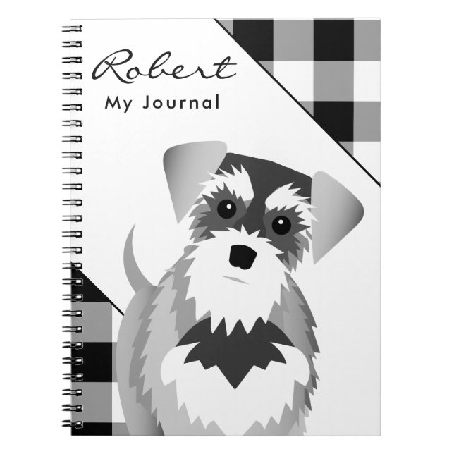 Salz und Pepper Schnauzer Tartan Kariert Notizblock (Vorderseite)