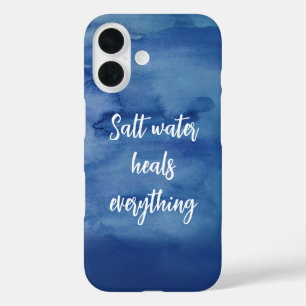 Salz Wasser heilt alles Blaue Textur Zitat iPhone 16 Hülle