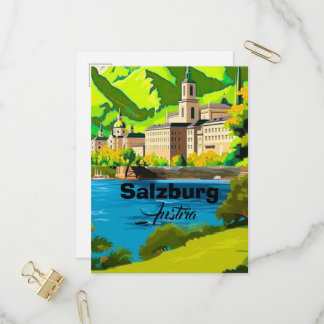 Salzburg Austria Travel Postcard Art, Austria Trav Einladungspostkarte
