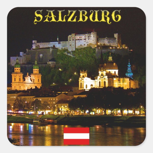 Salzburg Castle Austria - High Quality Pro Foto Quadratischer Aufkleber (Vorderseite)