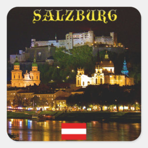 Salzburg Castle Austria - High Quality Pro Foto Quadratischer Aufkleber