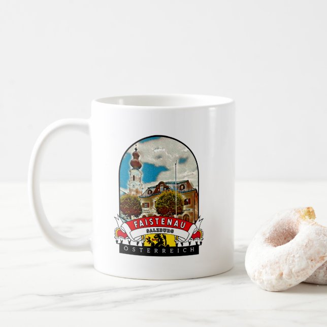 Salzburg Faistenau Österreich Souvenir Kaffeetasse (Mit Donut)