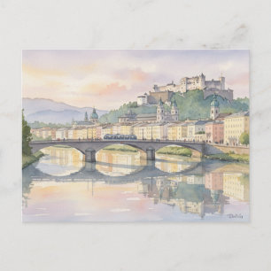 Salzburg Österreich Aquarellmalerei Postkarte