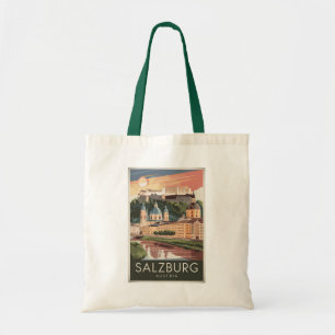Salzburg Österreich Illustration Reise Kunst Vinta Tragetasche