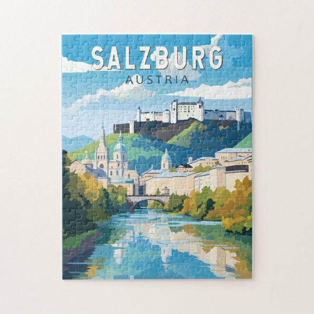 Salzburg Österreich Reisen Kunst Vintag (Vertikal)