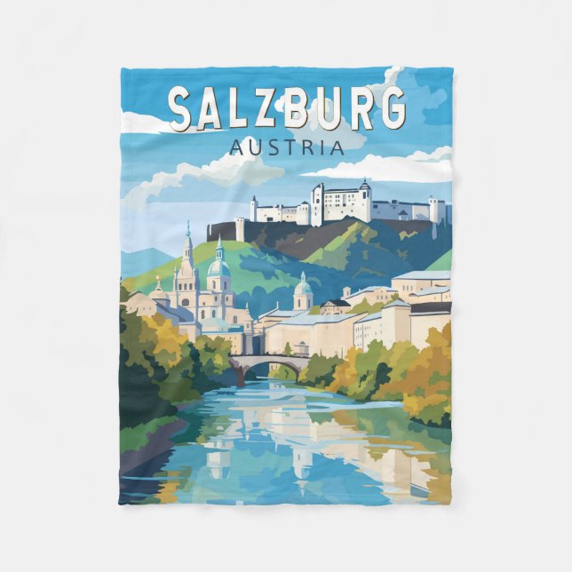 Salzburg Österreich Reisen Kunst Vintag Fleecedecke (Vorderseite)