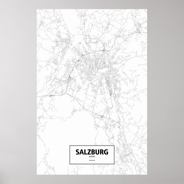 Salzburg, Österreich (schwarz auf weiß) Poster (Vorne)
