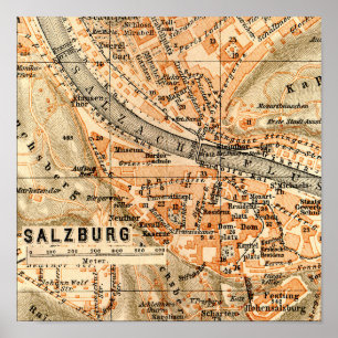 Salzburg, Österreich - Vintages Kartenplakat Poster