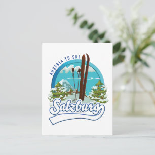 Salzburg Österreich zum Ski-Logo. Postkarte